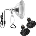 Simple Deluxe 2-Pack 75W Ceramic Reptile Heat Lamp Bulb & 150W Clamp Light with 8.5" Aluminum Reflector Combo for Amphibian Pets