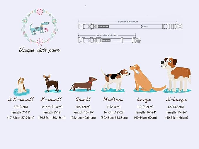 Unique Style Paws Metal Buckle Blue Plaid Collar - Durable & Cute for Small, Medium & Large Dogs