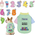 Custom Dog Birthday Shirt,Personalized Pet Apparel Print with Name Age Number,Pet Birthday Outfit,Lightweight Breathable Cotton Vest for Small Medium Large Dogs Cat (Dopamine Green, Large)