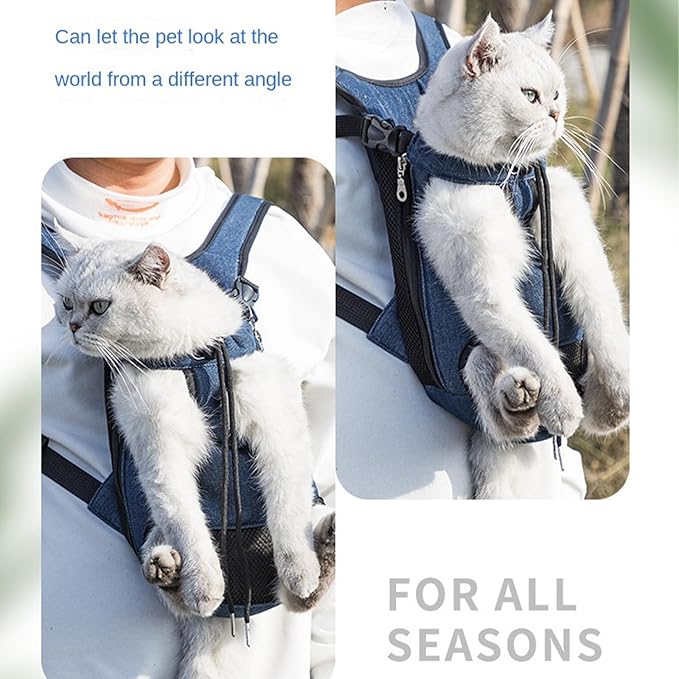 Portable Pet Carrier Backpack, Adjustable Pet Front Cat Dog Carrier Backpack Travel Bag for Small Medium Dogs Cats Puppies, Cat Backpack Carrier for Hiking Cycling (M, L)