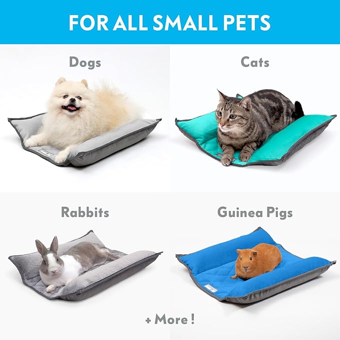 Paw Inspired Snuggle Bunny Bolster Bed for Rabbits, Cats, Dogs and Other Small Pets | Reversible Ultra-Soft Fleece Flop Bedding with Padded Sides (Gray/Faux Fur)
