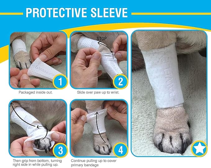 Protective Sleeve Tubular Cover - Bandages - for Dogs Cats and Other Pets First Aid Wound Care Comfortable Non-Adhesive Breathable & Water Resistant 18 Strips (yields 36-54 Covers)-(XX-Small)