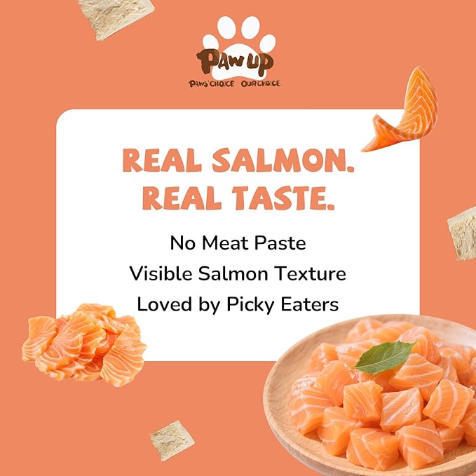 PAWUP Freeze Dried Salmon Dog Treats, Single Ingredient Raw Dog Food Toppers, Healthy Training Treats for Dogs,3.8 oz