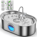3.4Gal Dog Water Fountain for Large Dogs, 13L Stainless Steel Large Pet Fountain with Deeper & Wider Drinking Area, Automatic Dog Water Bowl Dispenser with Water Window (with 3 Filters)