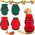 Custom Dog Hoodie, Personalized Sweatshirt with Photo Text Name Logo, Customized Hooded Sweater for Small Medium Large Dogs & Cats (Red + Green Border, Small)