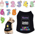Custom Dog Birthday Shirt,Personalized Pet Apparel Print with Name Age Number,Pet Birthday Outfit,Lightweight Breathable Cotton Vest for Small Medium Large Dogs Cat (Black, 4X-Large)