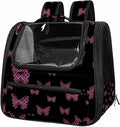 Butterfly on Black Background Pet Carrier Airline Approved Soft Sided Portable Cozy Travel Pet Bag, Car Seat Safe Carrier for Cats and Dogs