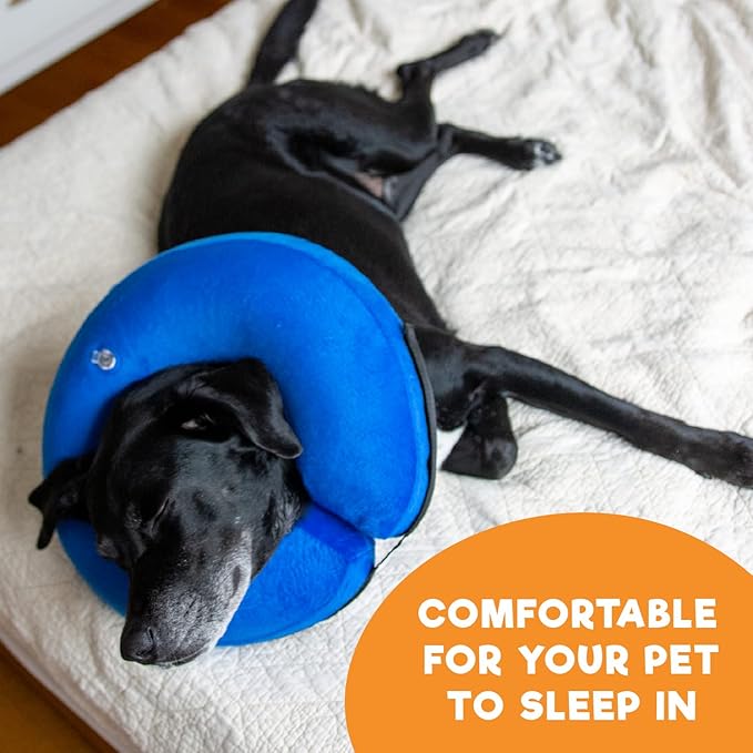BENCMATE Inflatable Dog Cone Collar Alternative, Soft Dog Cone for Small Medium Large Dogs and Cats, Neck Recovery ECollar Donut Collar After Surgery (Medium+, Navy Blue)