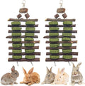 Hamiledyi 2 PCS Rabbit Chew Toys Hanging Bunny Toys for Teeth Grinding Natural Apple Wood Sticks and Timothy Grass Cake Improve Small Animals Dental Health Treats for Guinea Pig Hamster Chinchilla