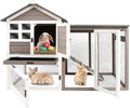 PetsCosset Rabbit Hutch Indoor Outdoor Rabbit Cages with Pull Out Tray Large Bunny Hutch Indoor Guinea Pig Cages Waterproof Asphalt Roof