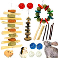 Rabbit Chew Toys,Natural Chew Treats Sticks and Balls for Bunny Chinchilla Guinea Pig Hamster,Bunny Chew Toys for Teeth