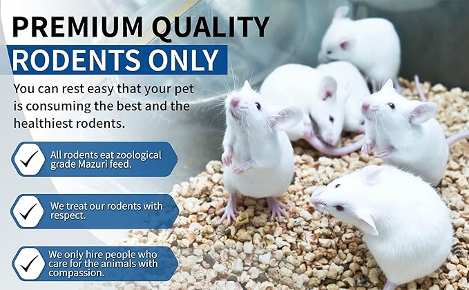 MiceDirect EST. 2003 20 Frozen Mice Weanling Feeders Snake Food for Juvenile Red Tail Boas Ball Python Adult Milk Snakes Corn Sand Boa (2-2.5 in) (260 Grams Min)