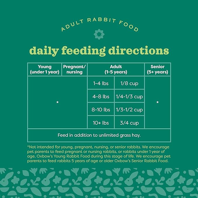 Oxbow Essentials Rabbit Food, Adult, Made with Oxbow Timothy Hay for Rabbit, Pet Pellets with Vitamins & Minerals, Small Animal Pet Products, Bunny Food, Made in USA, High Fiber, 25 lb. bulk bag