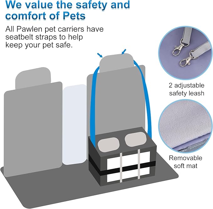 Large Cat Carrier for 2 Cats with Removable Soft Pad(43.3 x 17x 13Inches), Collapsible&Expandable Pet Carrier for Large Cats and Small Dogs 35 LBS,Breathable Mesh Top,Safety Harness