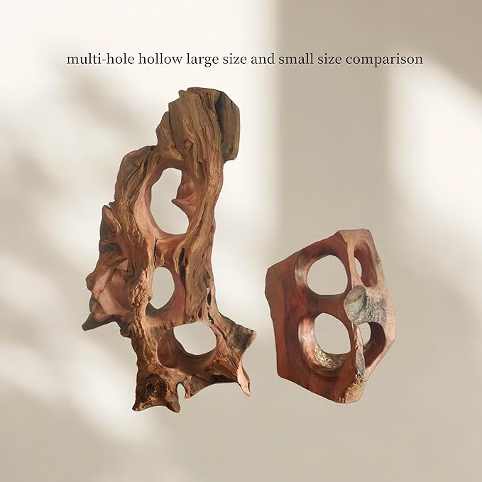 Natural Wood Aquarium Cave Betta Fish Hideout for Aquarium Fish Tank Decorations-Reptile Hide-Snake Hide-Cave for Cichlids Habitat Shelter for Crayfish Shrimp and Other Aquatic Pets 6.1-9.8"
