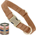 Genuine Leather Dog Collar - Adjustable Pet Collar with Quick Release Metal Buckle, Soft Skin Friendly Real Leather Collar for Small, Medium, Large Dogs (Brown, S：Fit 8-16" Neck)