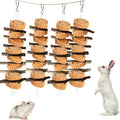 kathson Natural Small Animal Chew Toys for Teeth,4 PCS Rabbit Hanging Chewing Treats with Natural Organic Apple Stick Timothy Grass Carrot Cake for Hamsters Squirrel Guinea Pig Rabbits