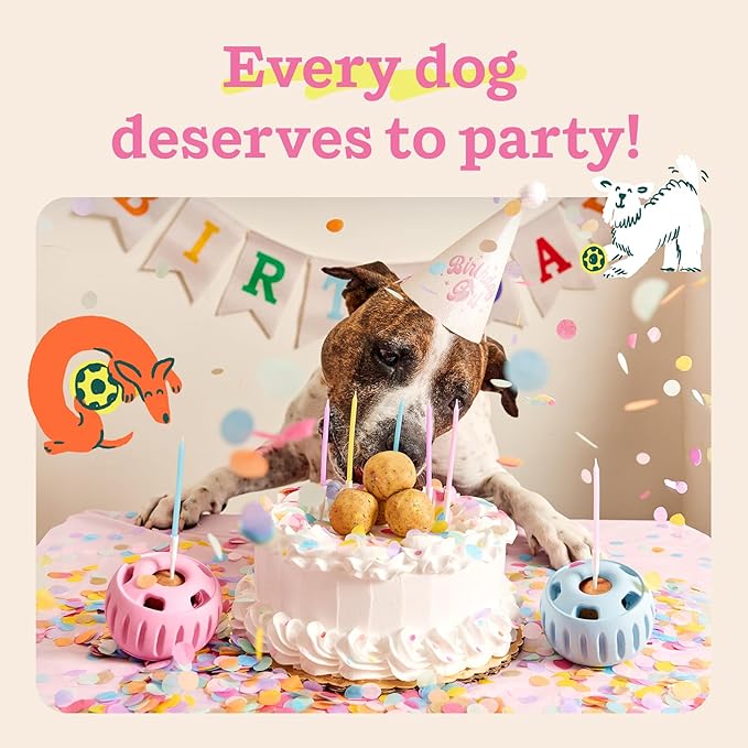 WOOF Party Pupsicle - Long-Lasting Interactive Dog Toys for Boredom - Low-Mess Design - Birthday Gifts for Dogs - XL Dog Toys - Buddy Blue