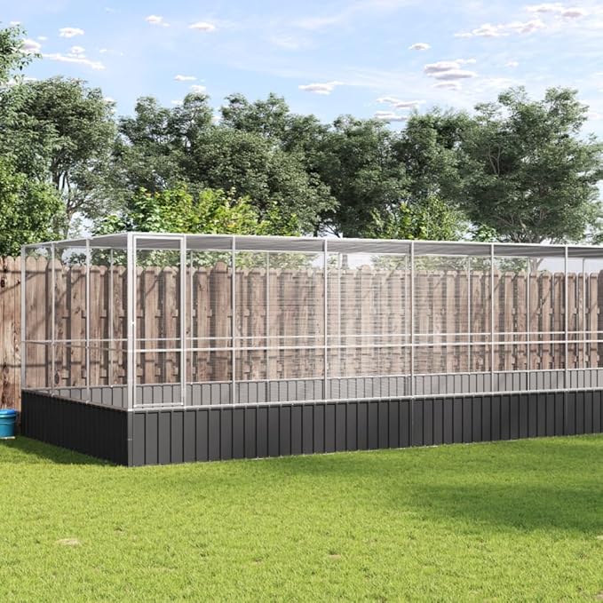 Galvanized Steel Large Flight King Bird Cage with Extension, Steel Outdoor Aviary, Outdoor Indoor Large Bird Cage Aviary Pet House for Cockatiels African Parakeets, 366.9"x120.9"x83.5",-317