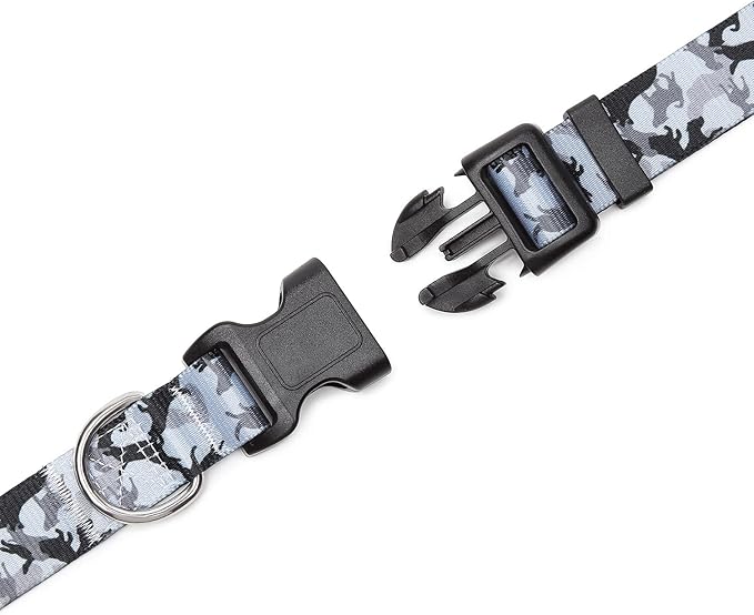 Mercano Adjustable Dog Collar - Special Design Patterns, Soft Nylon Comfortable Durable Pet Collar for Small Medium Large Dogs (XS, Dog Camouflage Grey)