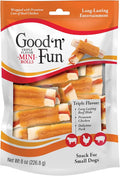 Good 'n' Fun Triple Flavor Mini Rolls, 8 Ounce, Treat Your Small Dog to a Long-Lasting Rawhide Chews