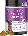 Dog Allergy Chews 200ct - Dog Allergy and Itching Skin Relief Anti Itch Aller Immune Bites for Dogs Licking Paws Treatment Relief Itchy Chew Probiotics Vitamins for Skin and Coat Allergies - Chicken