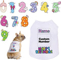 Custom Dog Birthday Shirt,Personalized Pet Apparel Print with Name Age Number,Pet Birthday Outfit,Lightweight Breathable Cotton Vest for Small Medium Large Dogs Cat (White, Small)