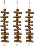 3Pcs Bunny Chew Toys for Teeth Bunny Hanging Grinding Cake Natural Sweet Bamboo Sticks Timothy Hay&Carrot Cake for Rabbit Guinea Pig Chinchilla Gerbil Improve Dental Health