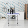 SoarFlash Pet Dog Grooming Table Foldable,Heavy Duty Foldable Pet Grooming Table with Arm & Noose & Mesh Tray, Maximum Capacity Up to 330lbs, 36inch, Blue