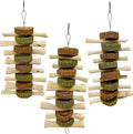 3Pcs Bunny Chew Toys for Teeth Bunny Hanging Grinding Cake Natural Sweet Bamboo Sticks Timothy Alfalfa Hay & Carrot Cake for Rabbit Guinea Pig Chinchilla Gerbil Improve Dental Health