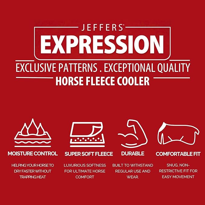 Jeffers Expression Fleece Cooler for Horses, Standard Neck, Party Cheetah 78"- Equine Towel Blanket, Moisture Absorbent, Light Weight, Best for Drying, Exercise, Bathing, Adjustable Belly Bands