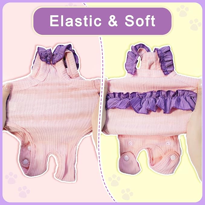 Cat Recovery Suit,Kitten Onesie After Surgery,E-Collar Alternative for Abdominal Wound and Skin Diseases,Soft Breathable Bodysuit After Spay（Yellow-XL）