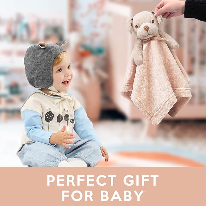 Pro Goleem Dog Security Blanket Brown Soft Puppy Lovey for Boys and Girls Unisex Lovie Baby Gifts for Toddler and Infant Snuggle Toy Stuffed Animal 16 Inch