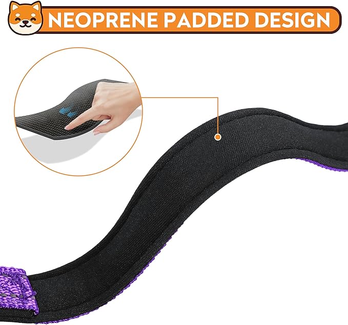 Reflective Dog Collar, Adjustable Soft Neoprene Padded Nylon Pet Collars with Buckle for Medium Dogs, Purple,M