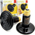Ceramic Heat Emitter, 2-Pack 100W, Reptile Heat Lamp Bulbs, Ceramic Heating Bulb for Reptiles, Amphibian, Chick, Dog, Snake Leopard Gecko Bearded Dragon Heat Lamp