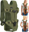 Lukovee Dog Backpack Carrier, Legs Out Easy-fit Dog Front Carrier for Small Medium Dogs, Adjustable Hands Free Dog Chest Carrier for Hiking Cycling (Green,Small)
