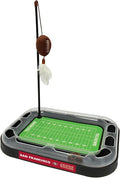 Pets First Cute Cat Toy SAN Francisco 49ERS Football Field CAT Scratcher Toy, Catnip Filled Plush Football Toy & Feather Cat Toy Hanging with Jingle Bell Interactive Ball Cat Chasing 5in1 Kitty Toy