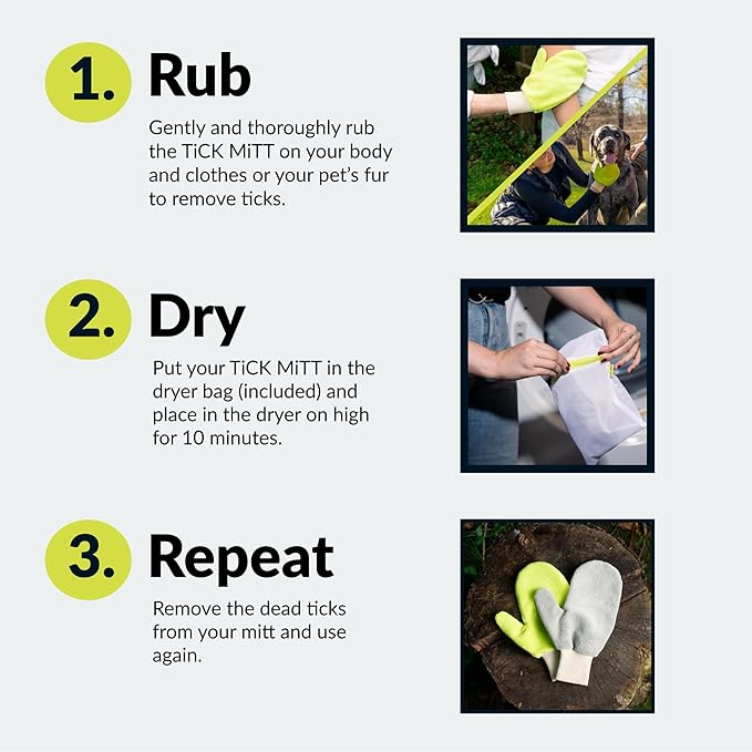 Blue Protective Glove for Tick Removal from Pets & Humans - Easy, Gentle, Chemical-Free Tick Handling - Portable & Durable for Outdoor Adventures