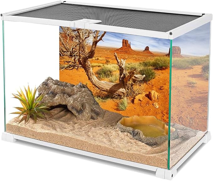 AWERT 72x18 inches Reptile Habitat Background Orange Desert Terrarium Background Durable Polyester Background