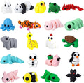 21Pcs Mini 3D Printed Animal Set, Flexible Fidget Toys, 3D Printed Animal Figurines Toys for Birthday Gifts,Rewards,Goodie Bag Filler and Office Desktop Decoration