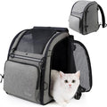 Premium Dog & Cat Carrier Backpack for Travel, Hiking & Vet Visits - Solid Durable Pet Backpack with Breathable Mesh, Safety Strap, Anti-Anxiety Curtain & Storage Pockets, Gray