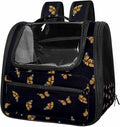 Butterfly on Black Background Transparent Pet Carrier for Travel Hiking for Kitty Small Dog