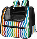 Colorful Wavy Pattern Rainbow Pet Carrier Airline Approved Soft Sided Portable Cozy Travel Pet Bag, Car Seat Safe Carrier for Cats and Dogs