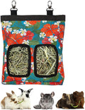 Guinea Pig Hay Feeder, Hanging Rabbit Hay Feeder Bag for Guinea Pigs Bunnies Chinchillas. Big Flowers