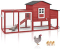 79" L Chicken Coop with Run, Mobile Chicken Hen House with Nesting Boxes, Wheels, Outdoor Indoor Rabbit Hutch, Poultry Cage for Chickens Ducks Bunny with Removable Tray, Ramp (Red)