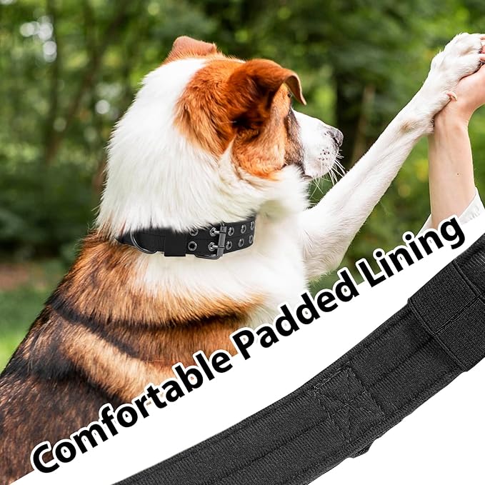 Tactical Dog Collar Military Adjustable Dog Collars Soft Nylon Training Collar with Patch Heavy Duty Metal Buckle Collars for Medium Large Dogs (Pink-1, M)