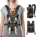 Dog Front Carrier Backpack, Legs Out Secure-Fit Pet Chest Carrier for Small Dogs (6-24 lbs), Adjustable Pet Carriers with Safety Belt, Hands Free Dog Backpack Carriers for Hiking Cycling (M, Black)