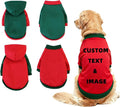Custom Dog Hoodie, Personalized Sweatshirt with Photo Text Name Logo, Customized Hooded Sweater for Small Medium Large Dogs & Cats (Red + Green Sleeves, X-Large)