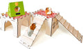 2PCS Guinea Pig Hideout,Large Wooden Guinea Pigs House with Stairs and Mats,Detachable Guinea Pig Castle Hide for Small Animals Hamster Chinchilla Ferret Habitats Accessories