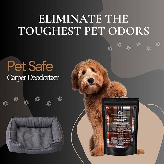 Suede Vanilla Carpet Freshener Powder: Powerful Odor Eliminator for Home, Upholstery Deodorizer, Carpet Deodorizer, Pet Urine, Cat Litter Box - Suede Vanilla Fragrance